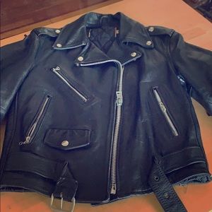 Genuine black leather jacket with fringe!!!